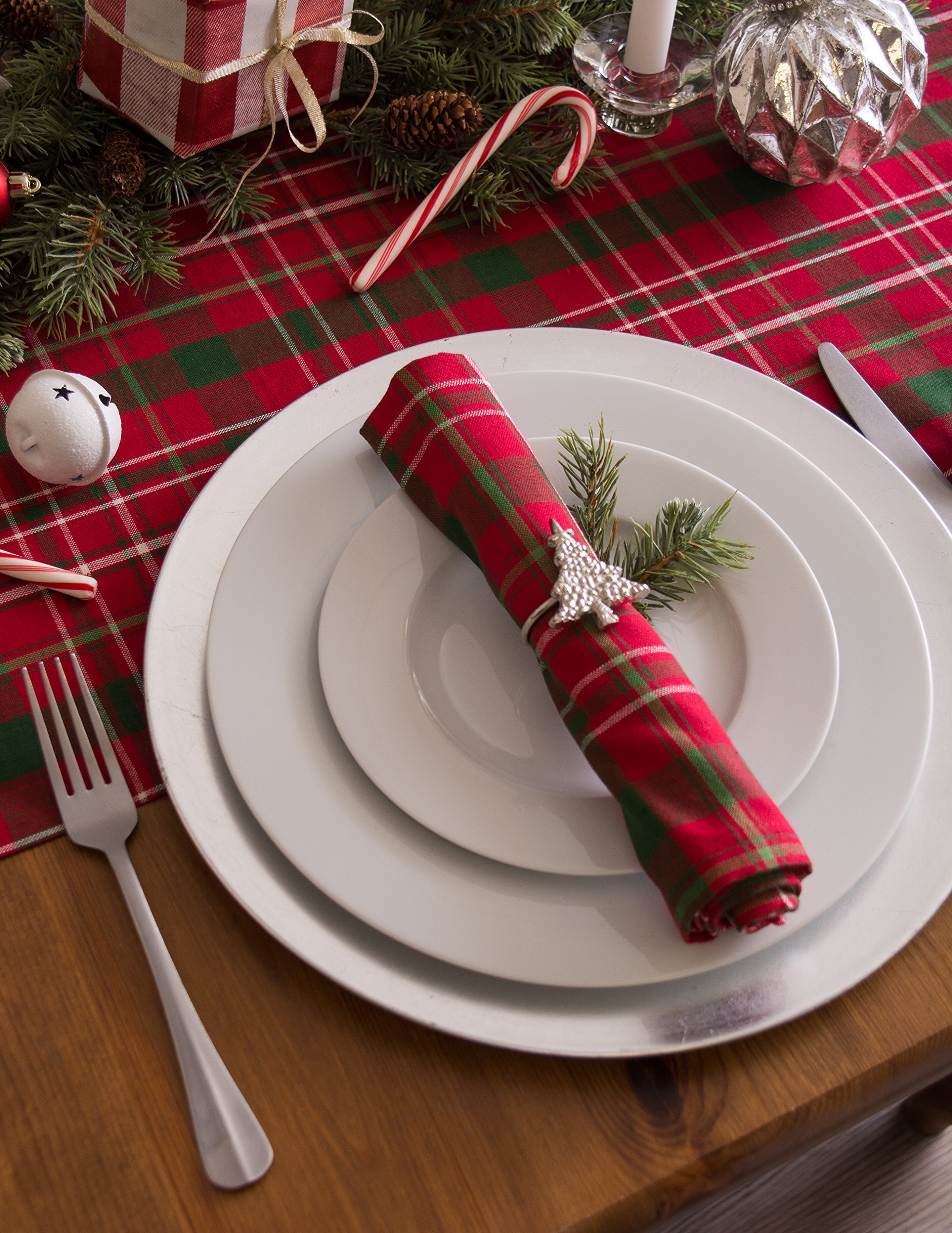 DII Holiday Dining Table Linen Collection Tartan Holly Plaid, Christmas Table Runner, 14x108, Red & Green - Image 6