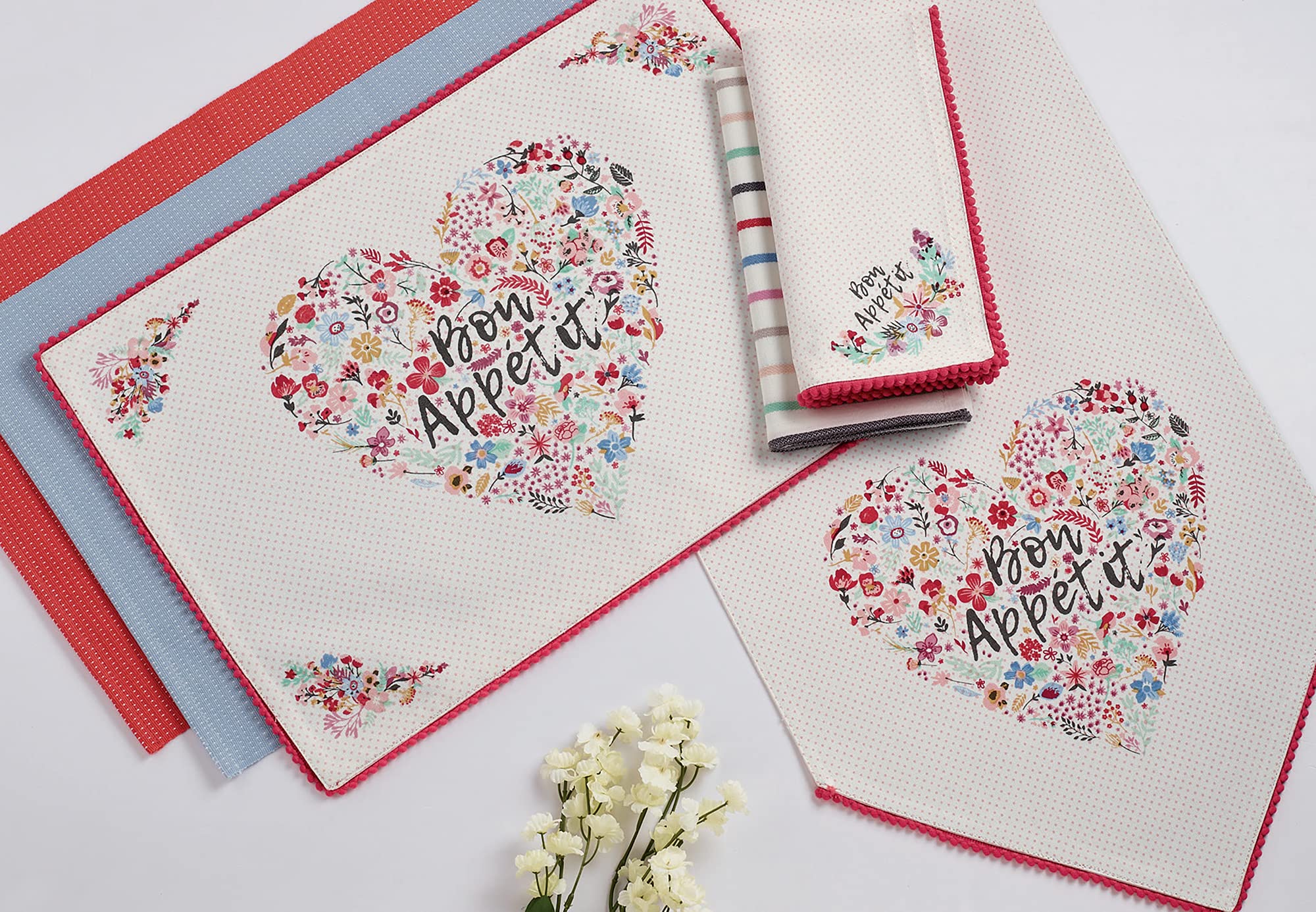 DII I Love Paris Collection Tabletop, Placemat Set, Pink Dobby Dots 6 Piece - Image 4