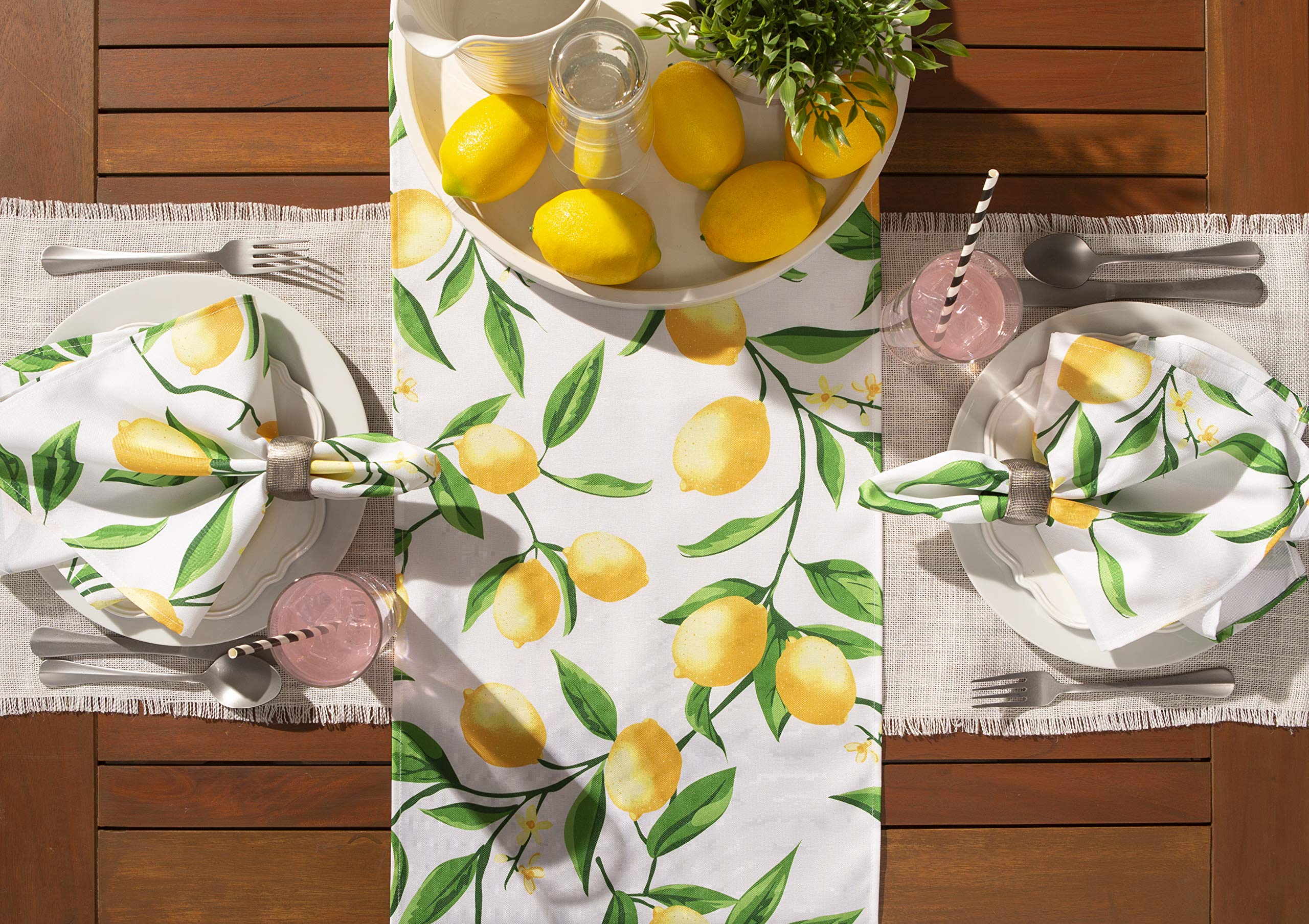 DII Lemon Bliss Outdoor Tabletop, Collection Stain Resistant & Waterproof, Table Runner, Table Runner, 14x72 - Image 5