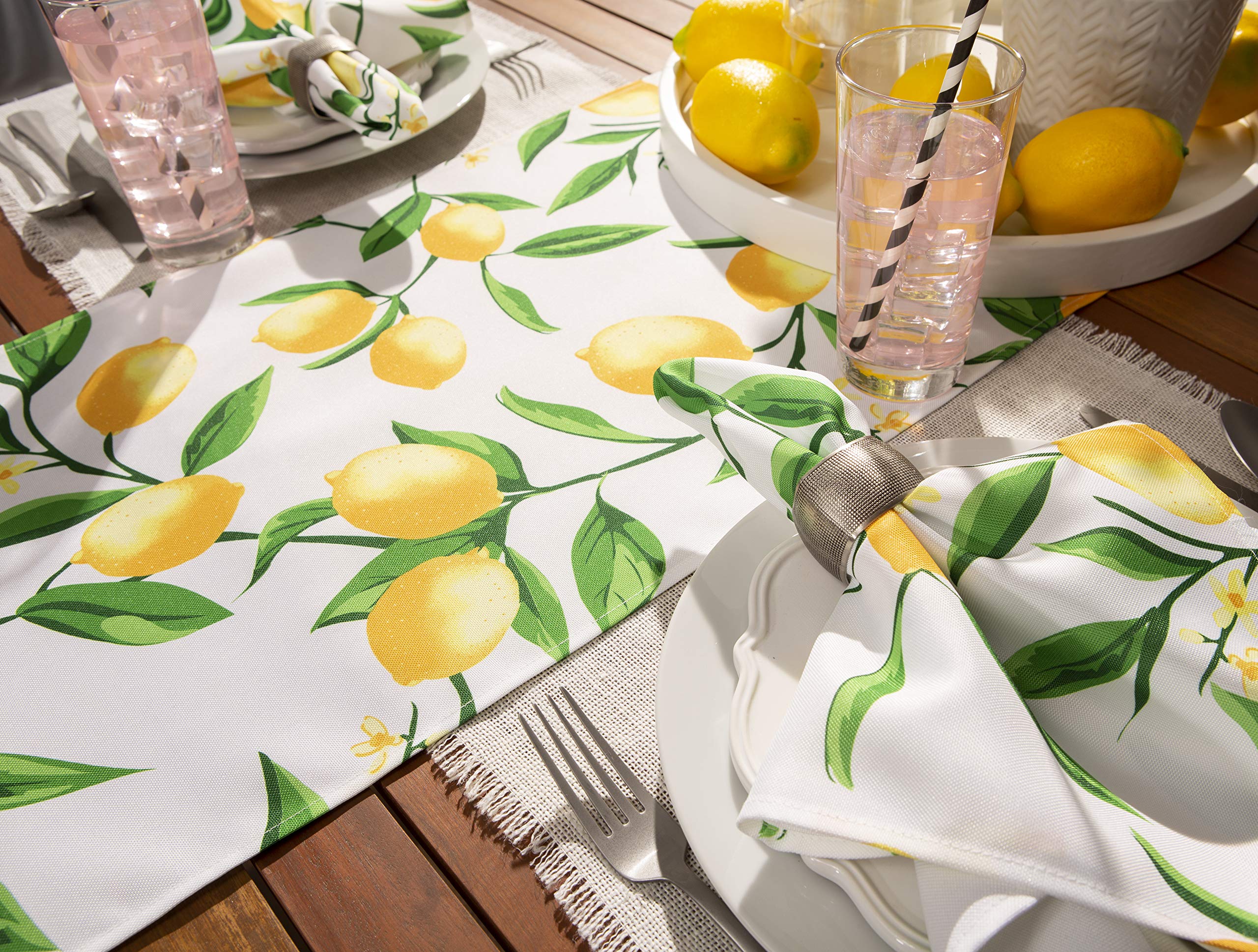 DII Lemon Bliss Outdoor Tabletop, Collection Stain Resistant & Waterproof, Table Runner, Table Runner, 14x72 - Image 4