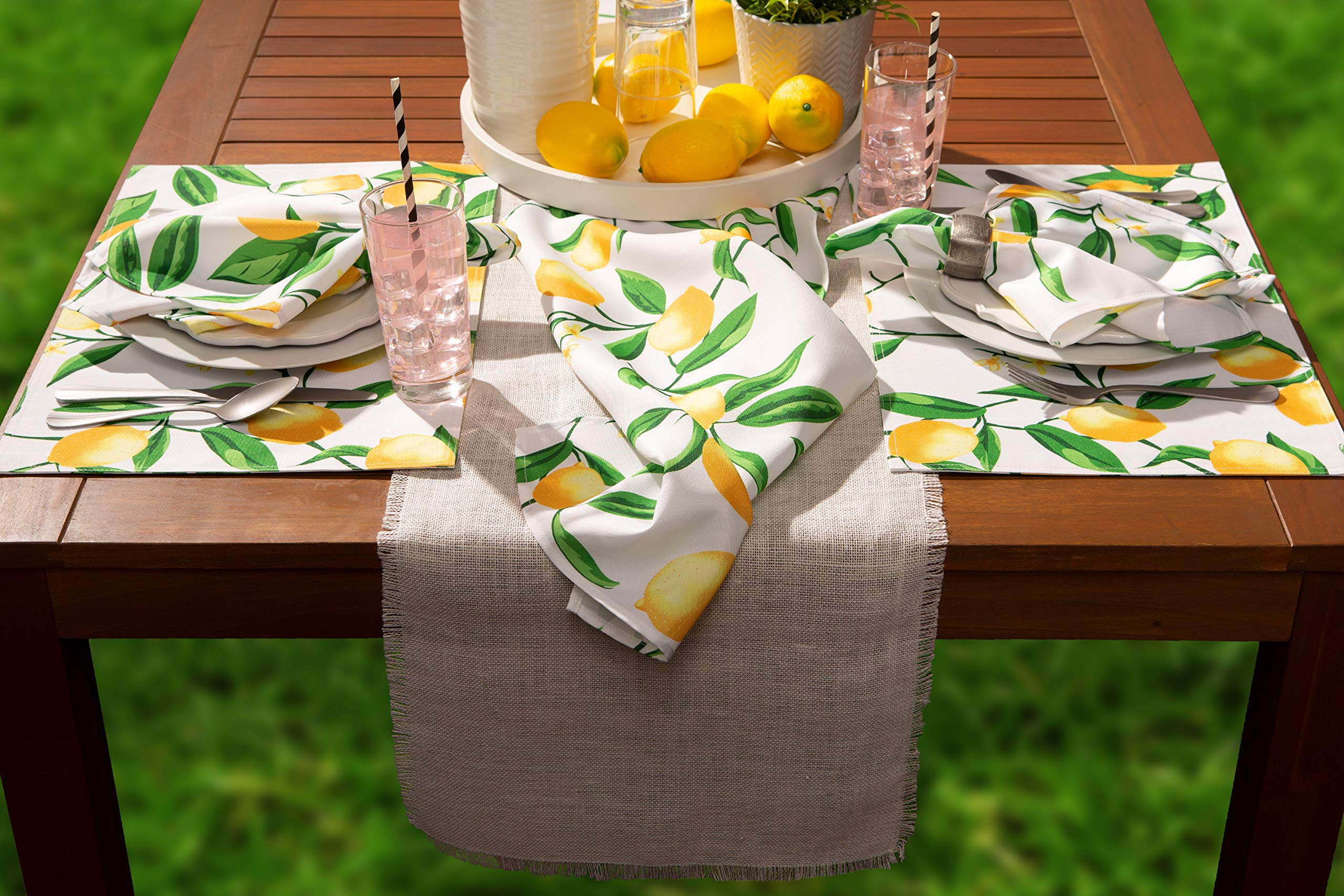 DII Lemon Bliss Outdoor Tabletop, Collection Stain Resistant & Waterproof, Table Runner, Table Runner, 14x72 - Image 6