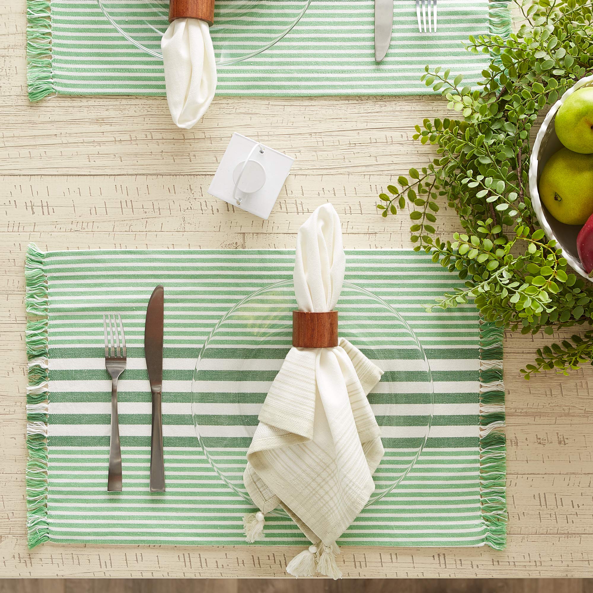 DII Multi Stripe Kitchen Tabletop Collection, Placemat Set, 13x19, Grass Green, 6 Piece - Image 3