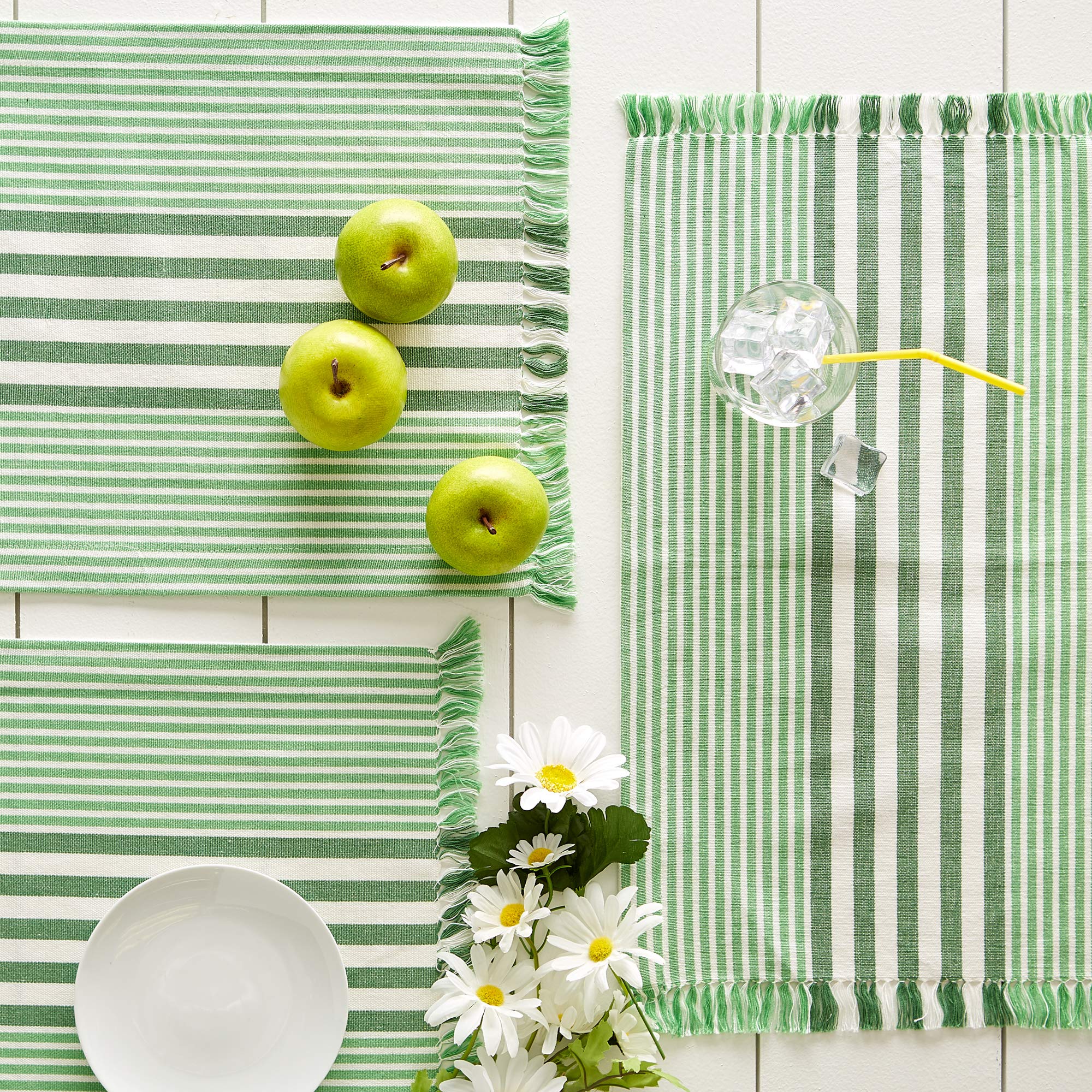 DII Multi Stripe Kitchen Tabletop Collection, Placemat Set, 13x19, Grass Green, 6 Piece - Image 4