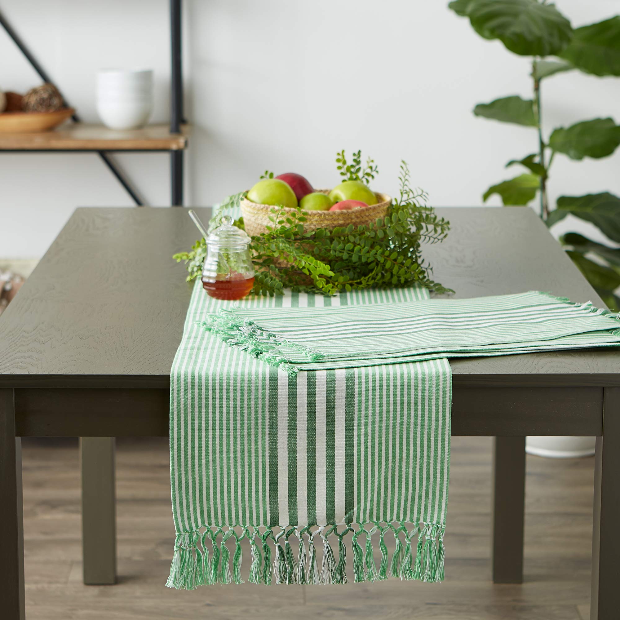 DII Multi Stripe Kitchen Tabletop Collection, Placemat Set, 13x19, Grass Green, 6 Piece - Image 5