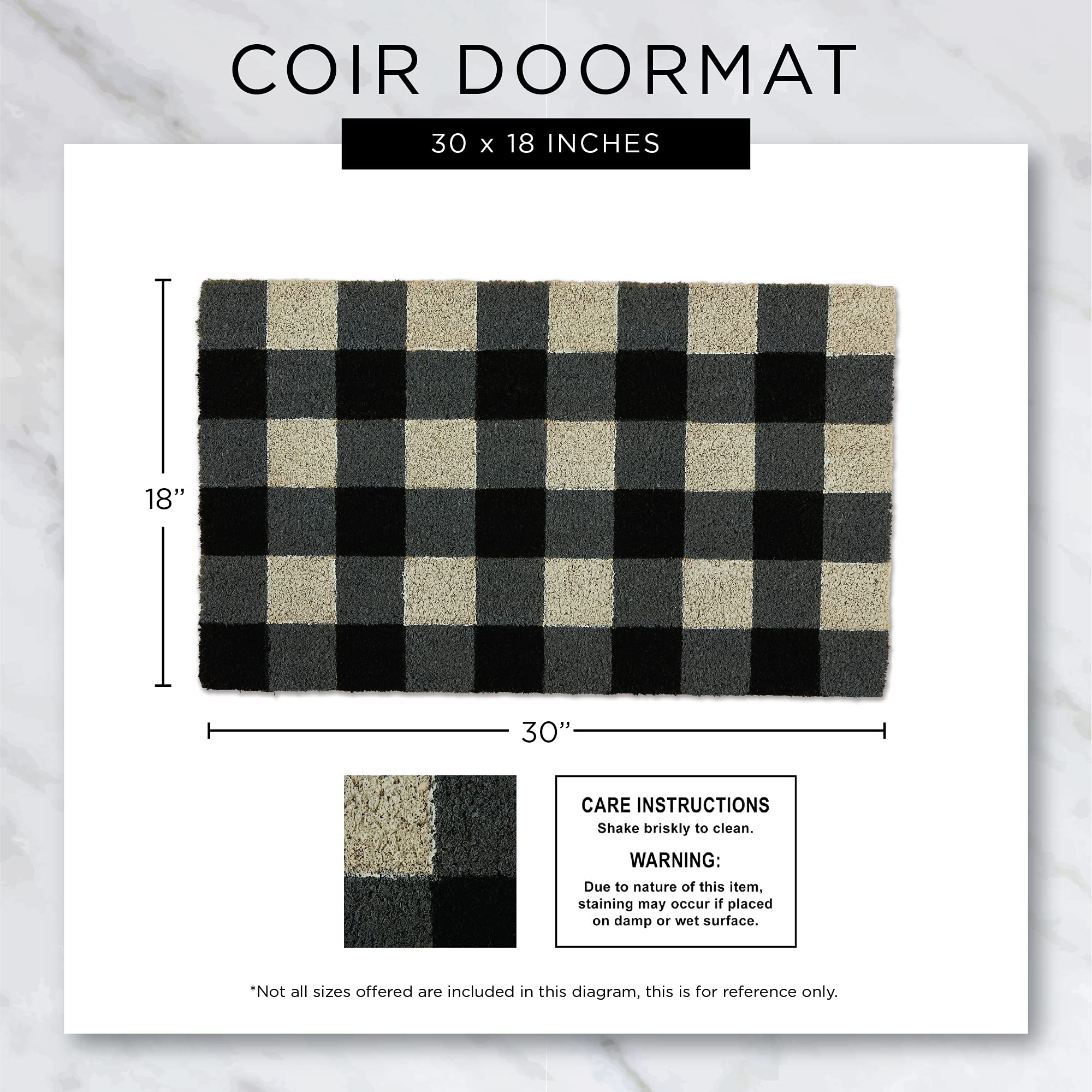 DII Natural Coir Front Door Mat Outdoor Collection, Decorative Checkered Doormat with Heavy Duty PVC Backing, 17x29, Buffalo Check Welcome - Image 3