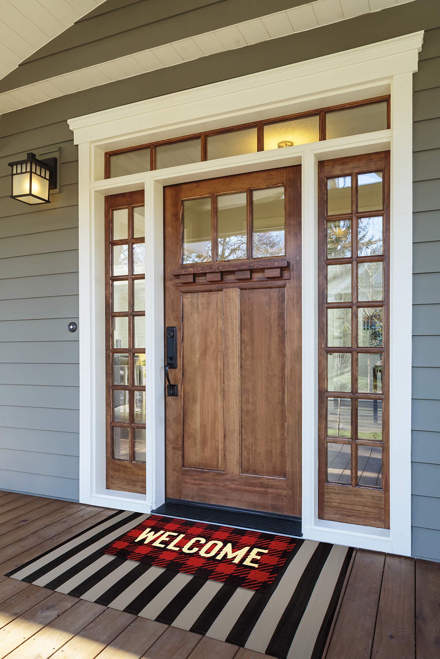 DII Natural Coir Front Door Mat Outdoor Collection, Decorative Checkered Doormat with Heavy Duty PVC Backing, 17x29, Buffalo Check Welcome - Image 6