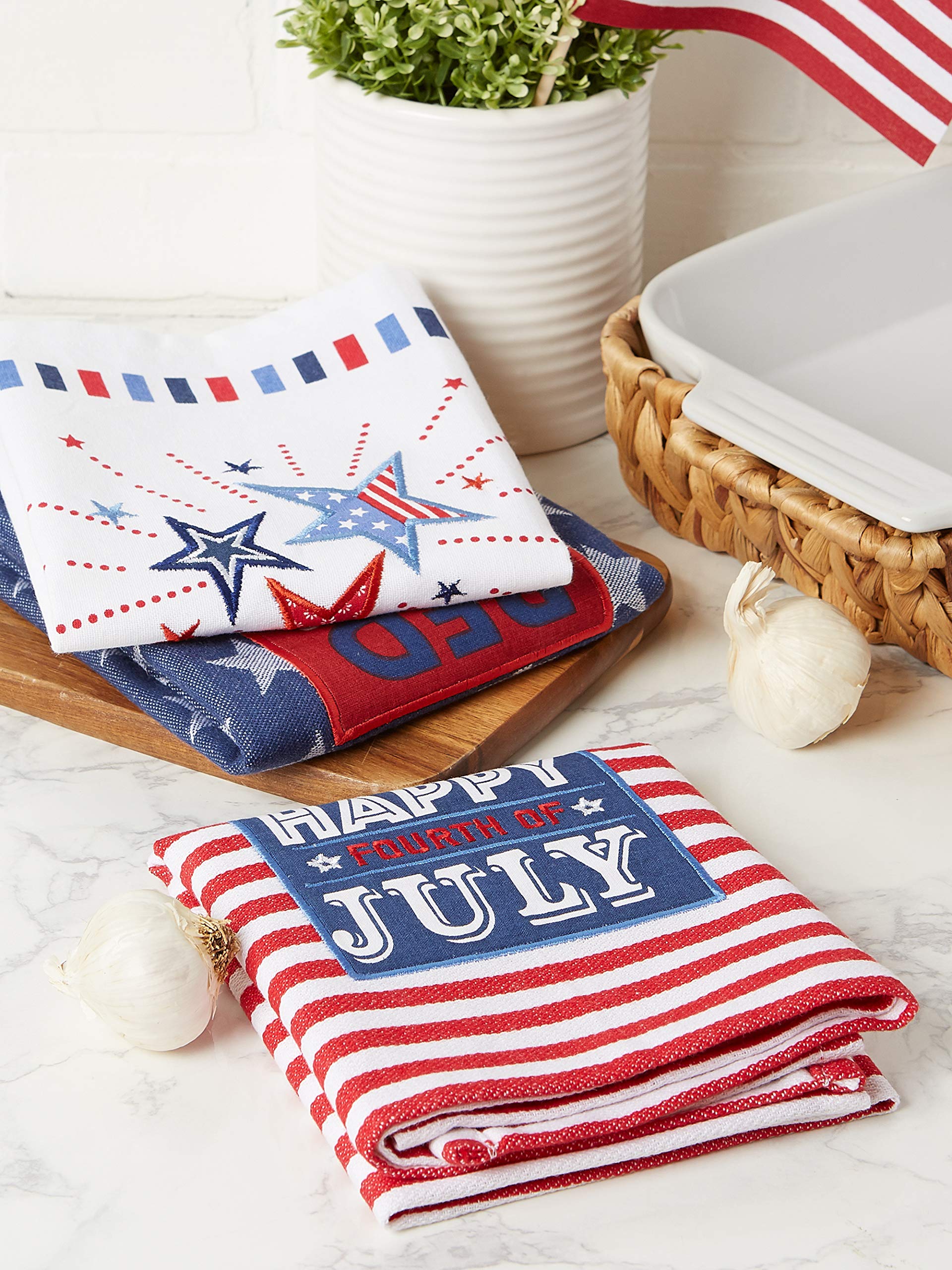 DII Patriotic Dish Towel Set 18x28, Decorative Kitchen Towels, Red White & Boom, 3 Count - Image 4