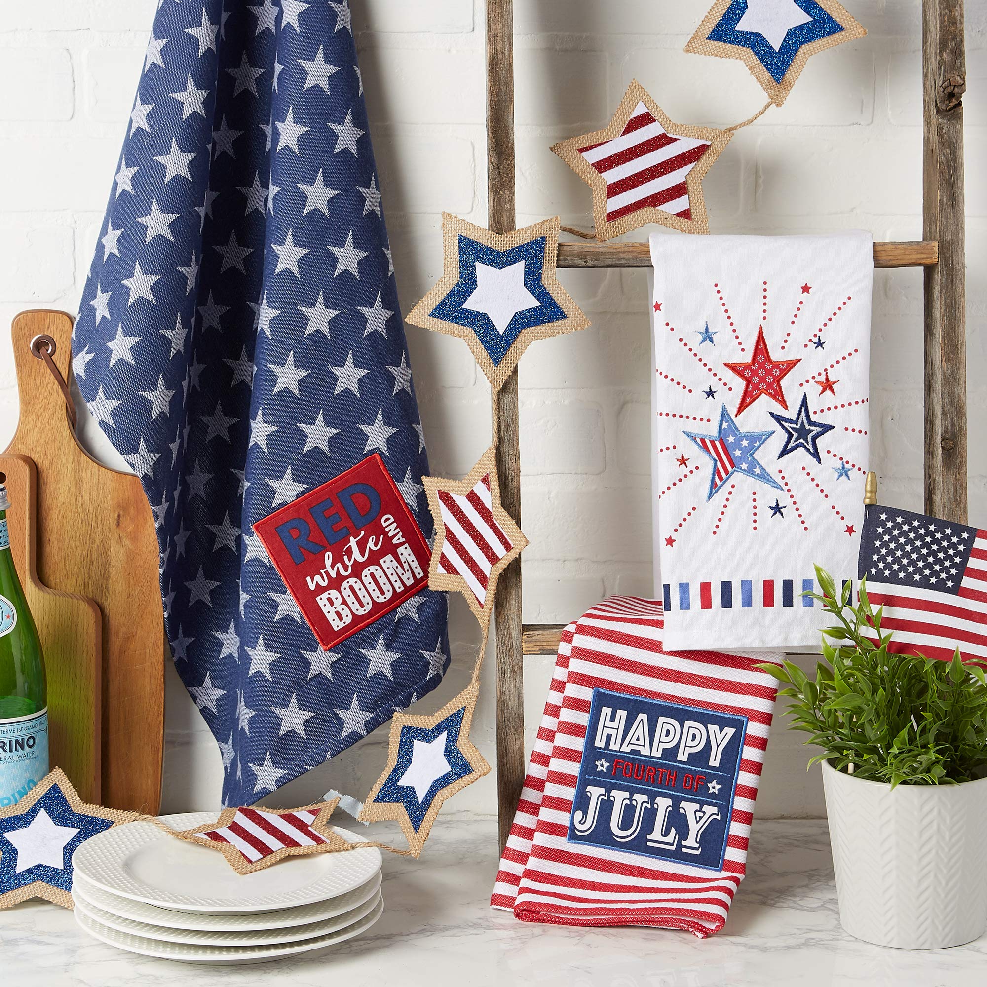 DII Patriotic Dish Towel Set 18x28, Decorative Kitchen Towels, Red White & Boom, 3 Count - Image 5