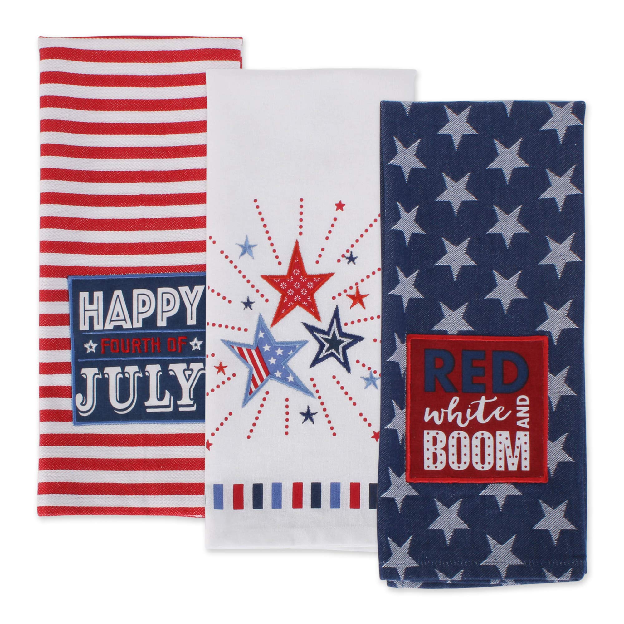 DII Patriotic Dish Towel Set 18x28, Decorative Kitchen Towels, Red White & Boom, 3 Count - Image 8