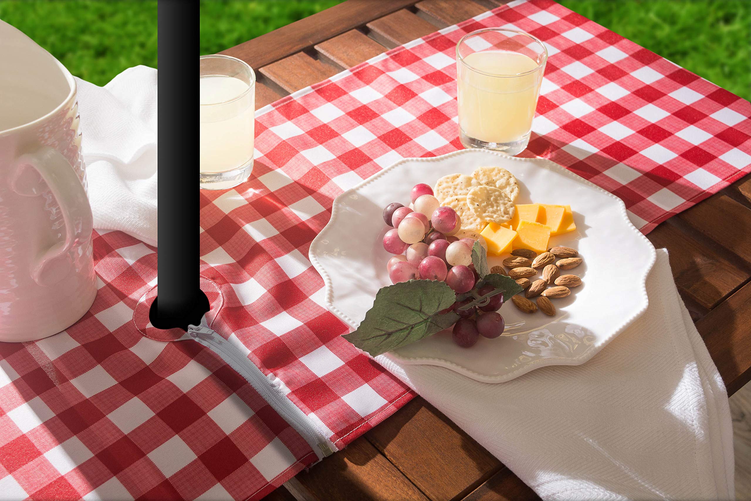 DII Red Check Outdoor Zippered Tabletop Collection, Stain Resistant & Waterproof, 14x72 Table Runner, Check - Image 6