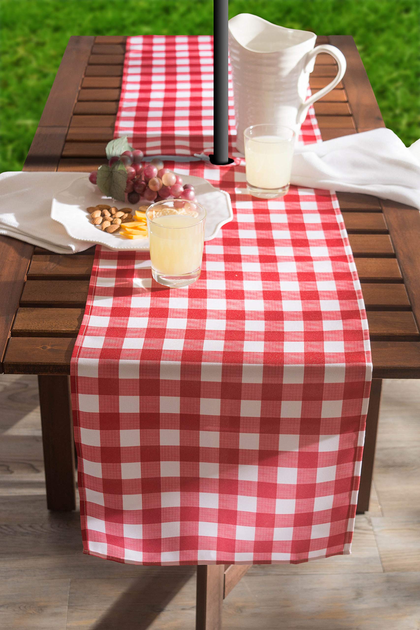 DII Red Check Outdoor Zippered Tabletop Collection, Stain Resistant & Waterproof, 14x72 Table Runner, Check - Image 8