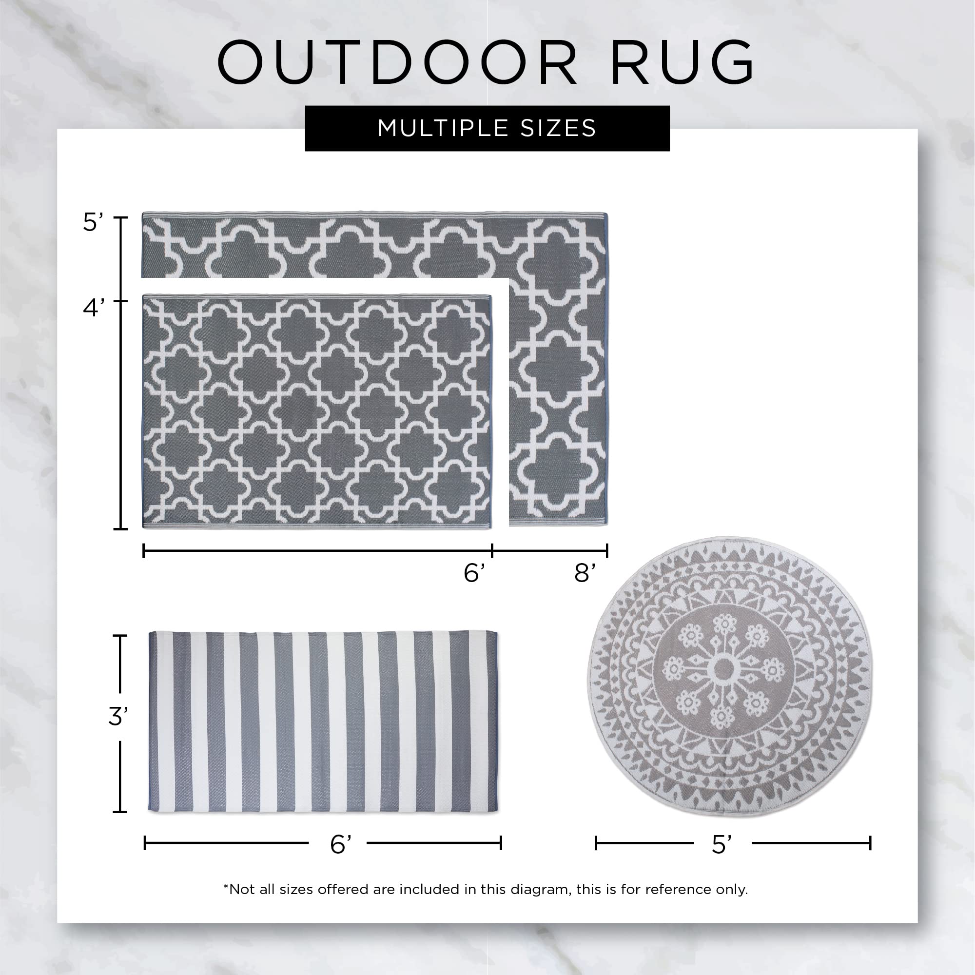 DII Reversible Indoor/Outdoor Diamond Woven Rug, 4x6', French Blue - Image 3