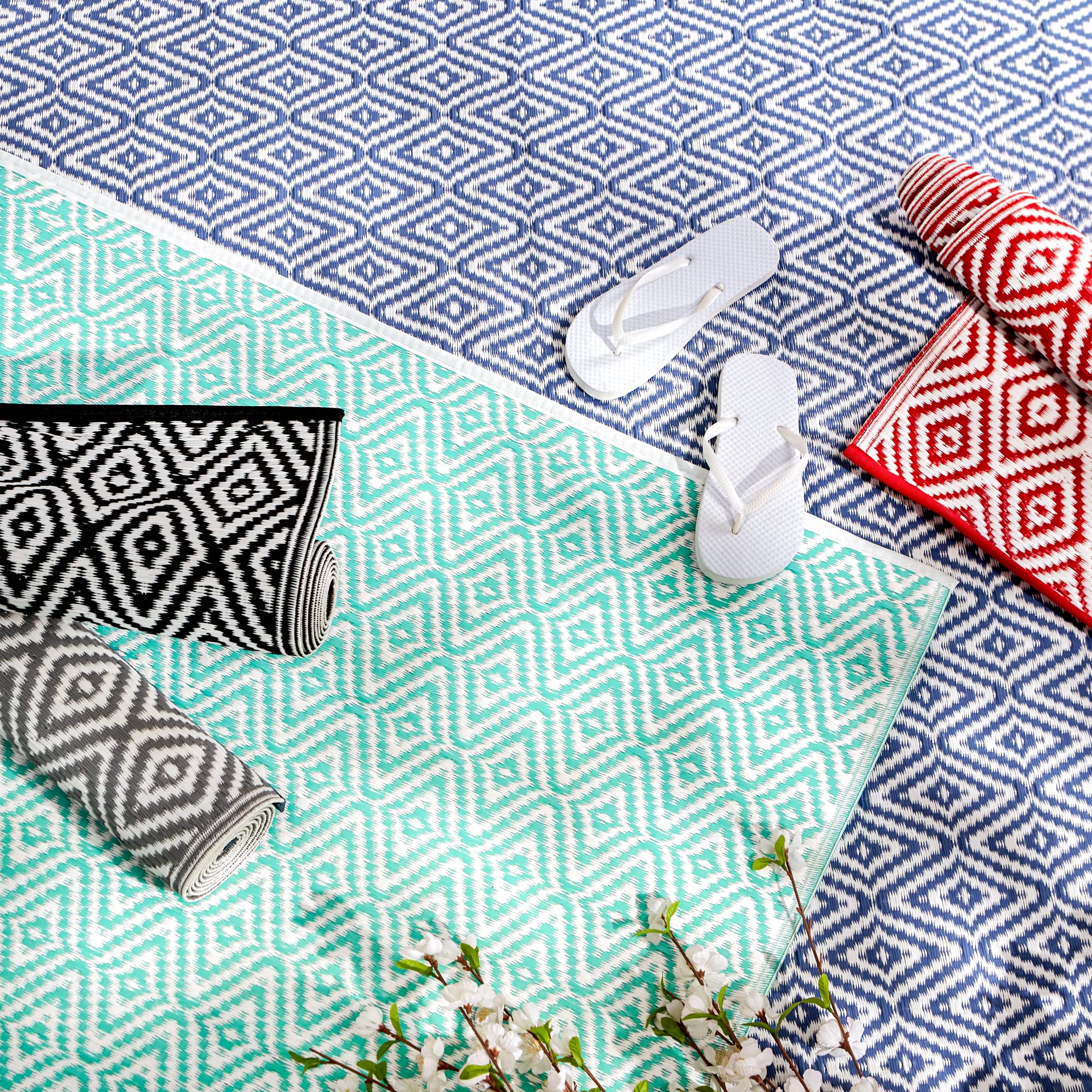 DII Reversible Indoor/Outdoor Diamond Woven Rug, 4x6', French Blue - Image 7