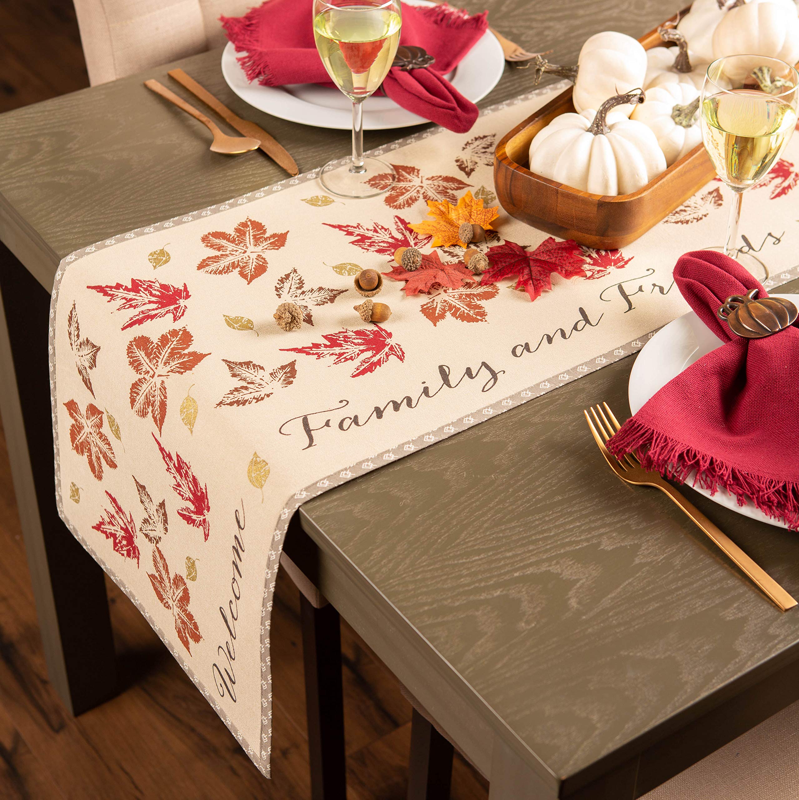 DII Rustic Autumn Leaves Kitchen Collection Thanksgiving & Fall Table Décor, Reversible Table Runner, 14x72 - Image 4