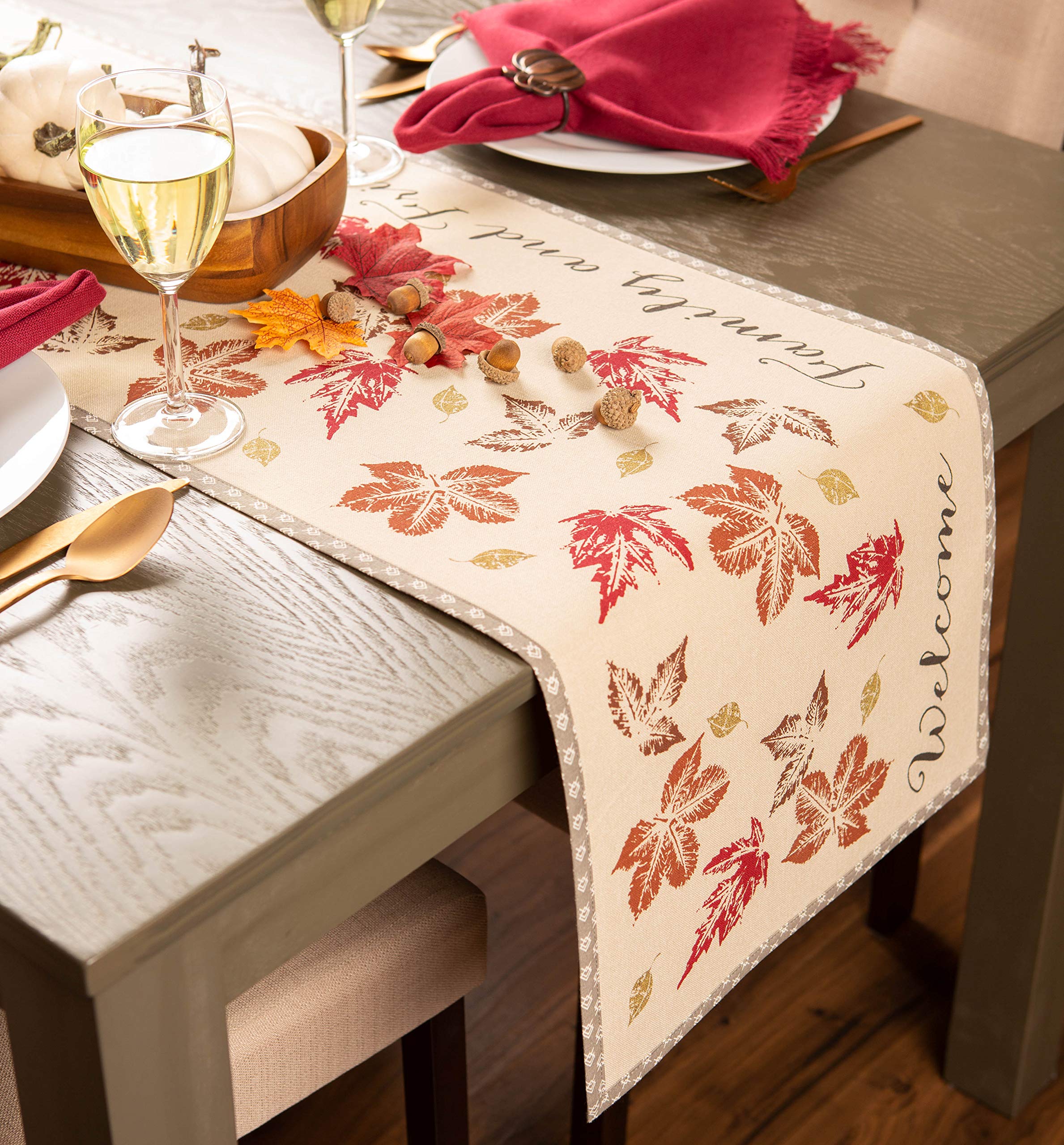 DII Rustic Autumn Leaves Kitchen Collection Thanksgiving & Fall Table Décor, Reversible Table Runner, 14x72 - Image 5