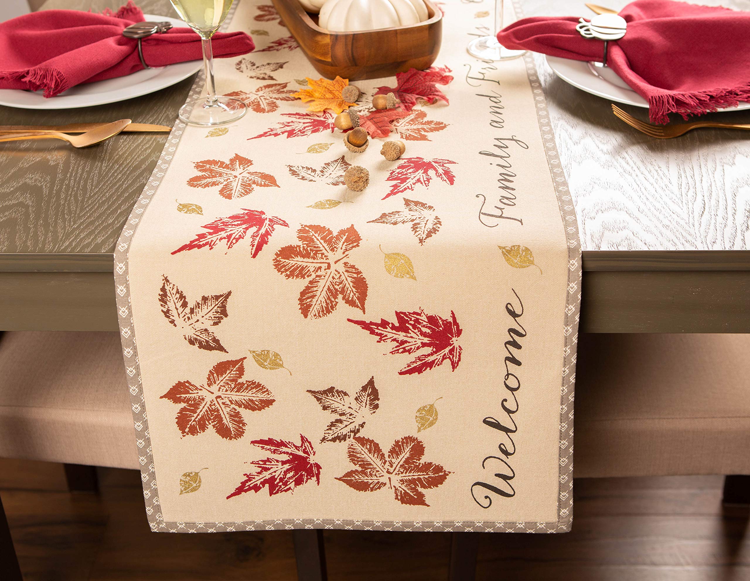 DII Rustic Autumn Leaves Kitchen Collection Thanksgiving & Fall Table Décor, Reversible Table Runner, 14x72 - Image 6