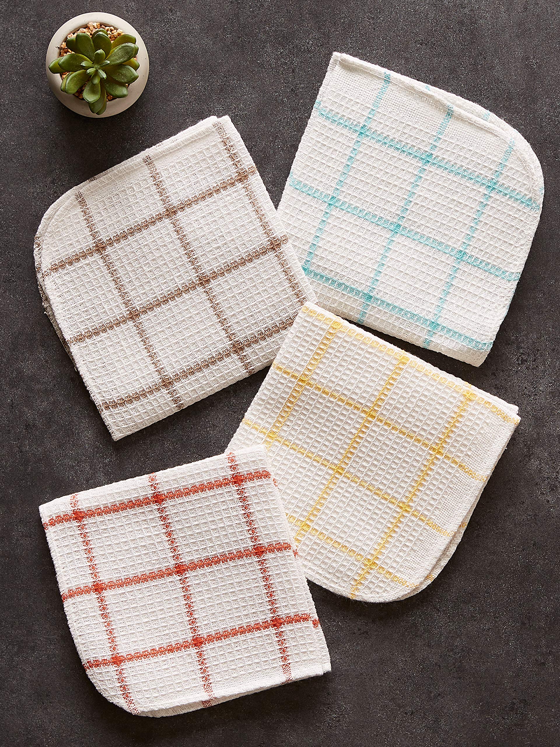 DII Scrubber Dishcloths Collection Windowpane Dishrag Set, 12x12, White/Stone Stripe, 6 Piece - Image 6