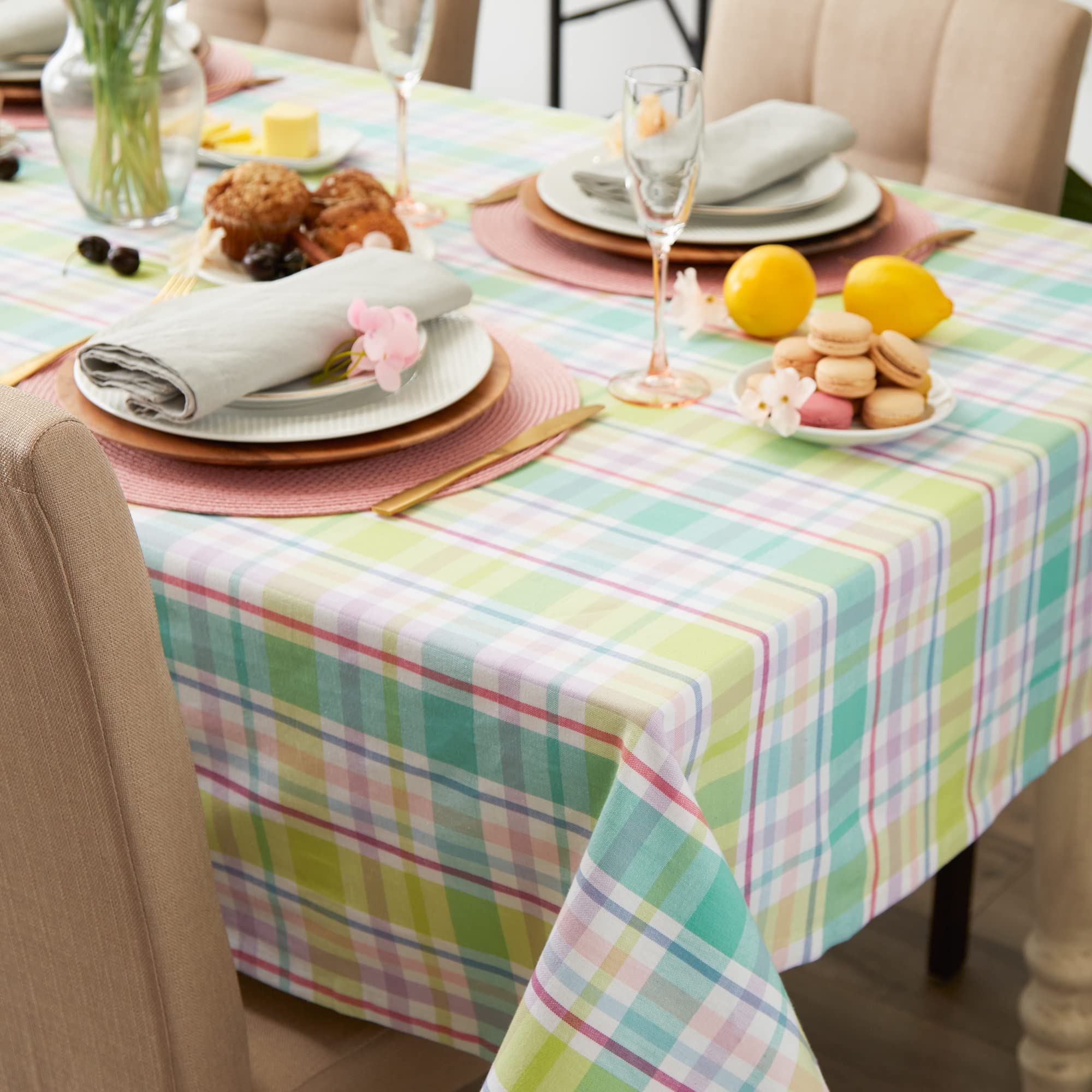 DII Spring Plaid Table Top Collection 100% Machine Washable Dress Up Your Table for Spring, Easter, Family Dinners, Picnics and Everyday, 60x84 - Image 6