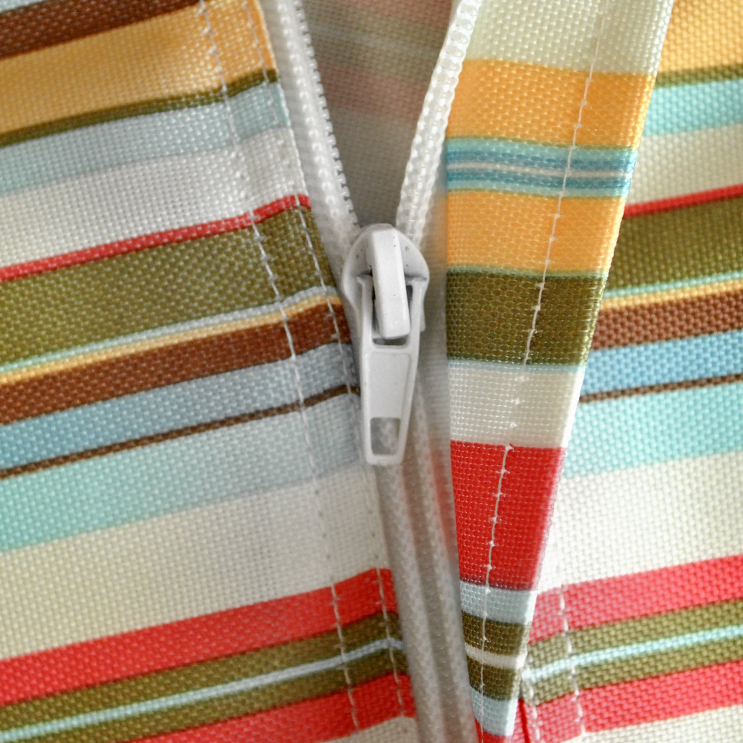 DII Summer Stripe Outdoor Zippered Tabletop Collection, Multi-use, Machine Washable, Tablecloth, 60" Round, Sunset - Image 3