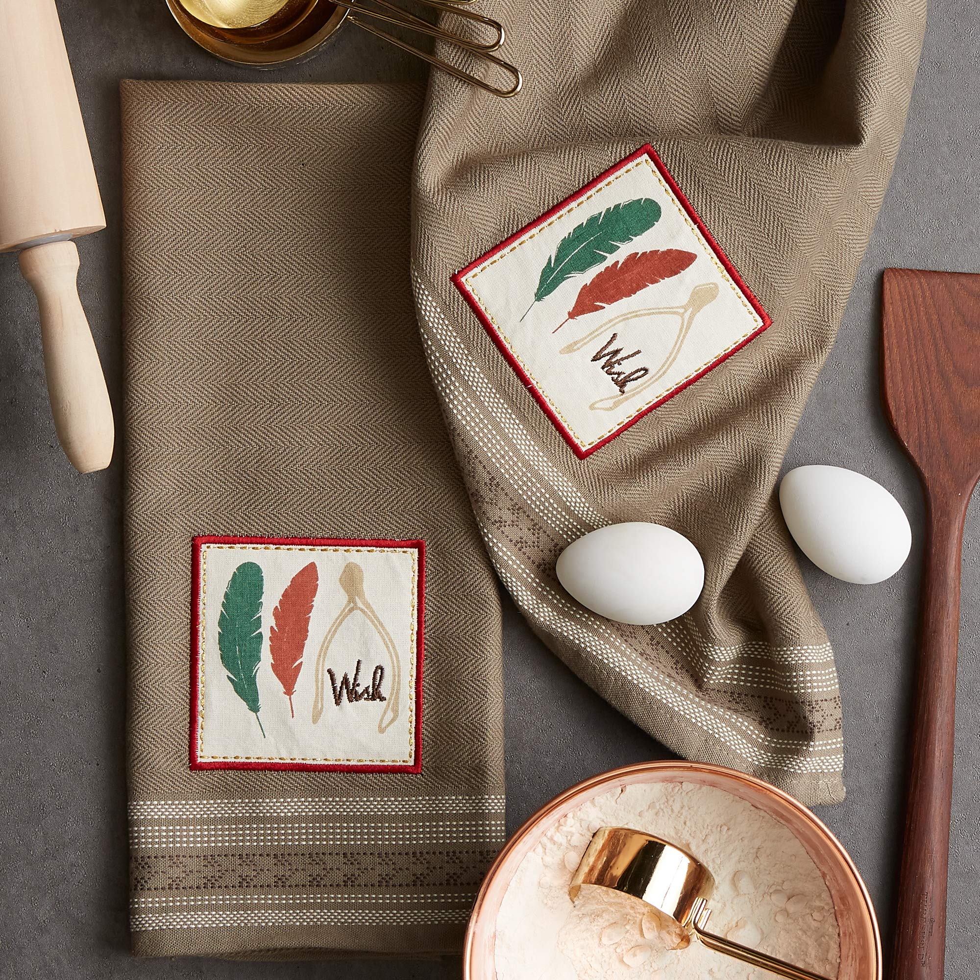 DII Thanksgiving Fall Kitchen Towels Collection Decorative Embellished Dish Towel Set, 18x28, Wishes, 2 Count - Image 5