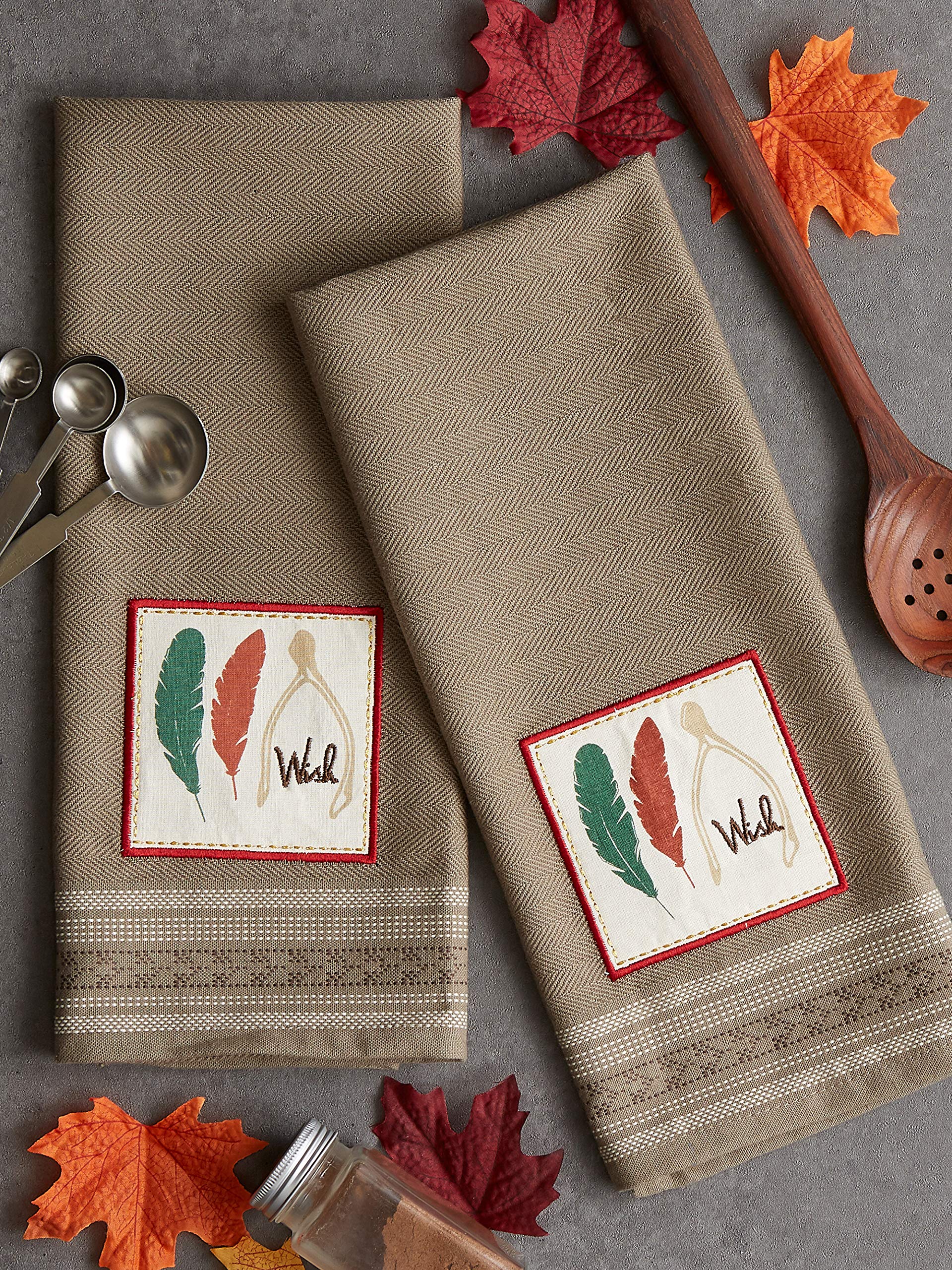 DII Thanksgiving Fall Kitchen Towels Collection Decorative Embellished Dish Towel Set, 18x28, Wishes, 2 Count - Image 6