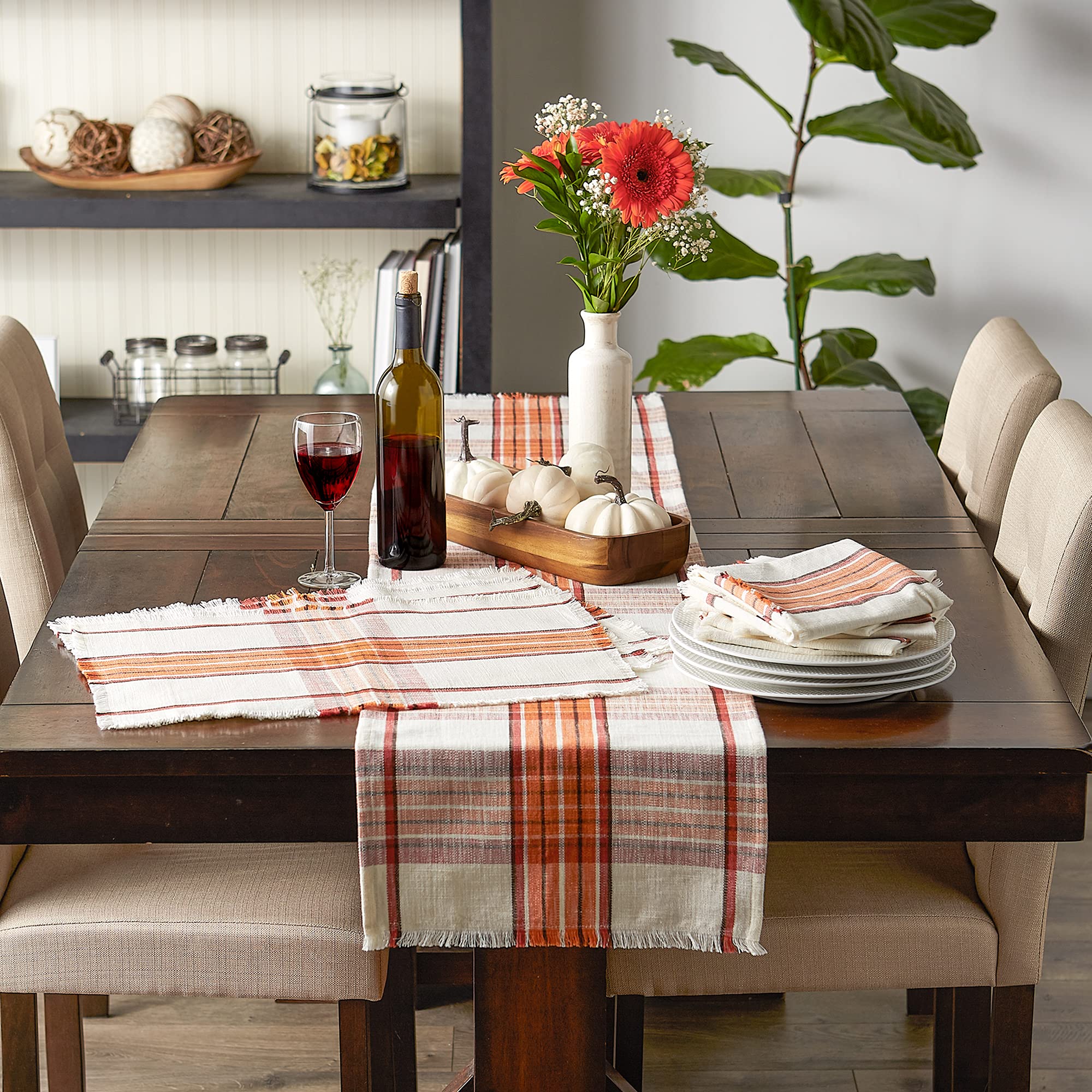 DII Thanksgiving & Fall Table Decoration Autumn Farmhouse Plaid, Placemat Set, 13x19, Pumpkin Spice Orange, 6 Count - Image 6