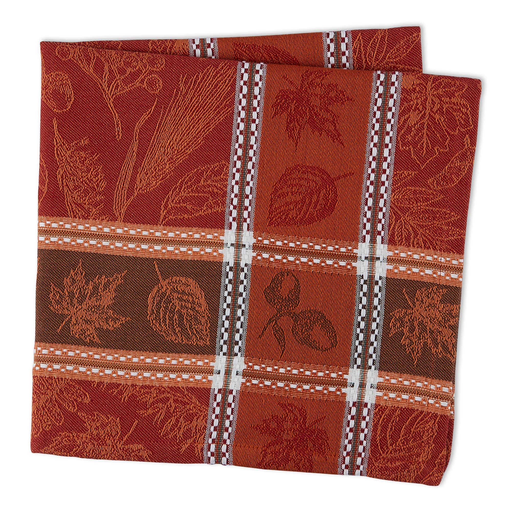 DII Traditional Harvest Wheat Jacquard Collection Thanksgiving Fall Table Décor Damask Cotton, Square Napkin Set, 20x20, Wine Red Botanical, 6 Piece - Image 4