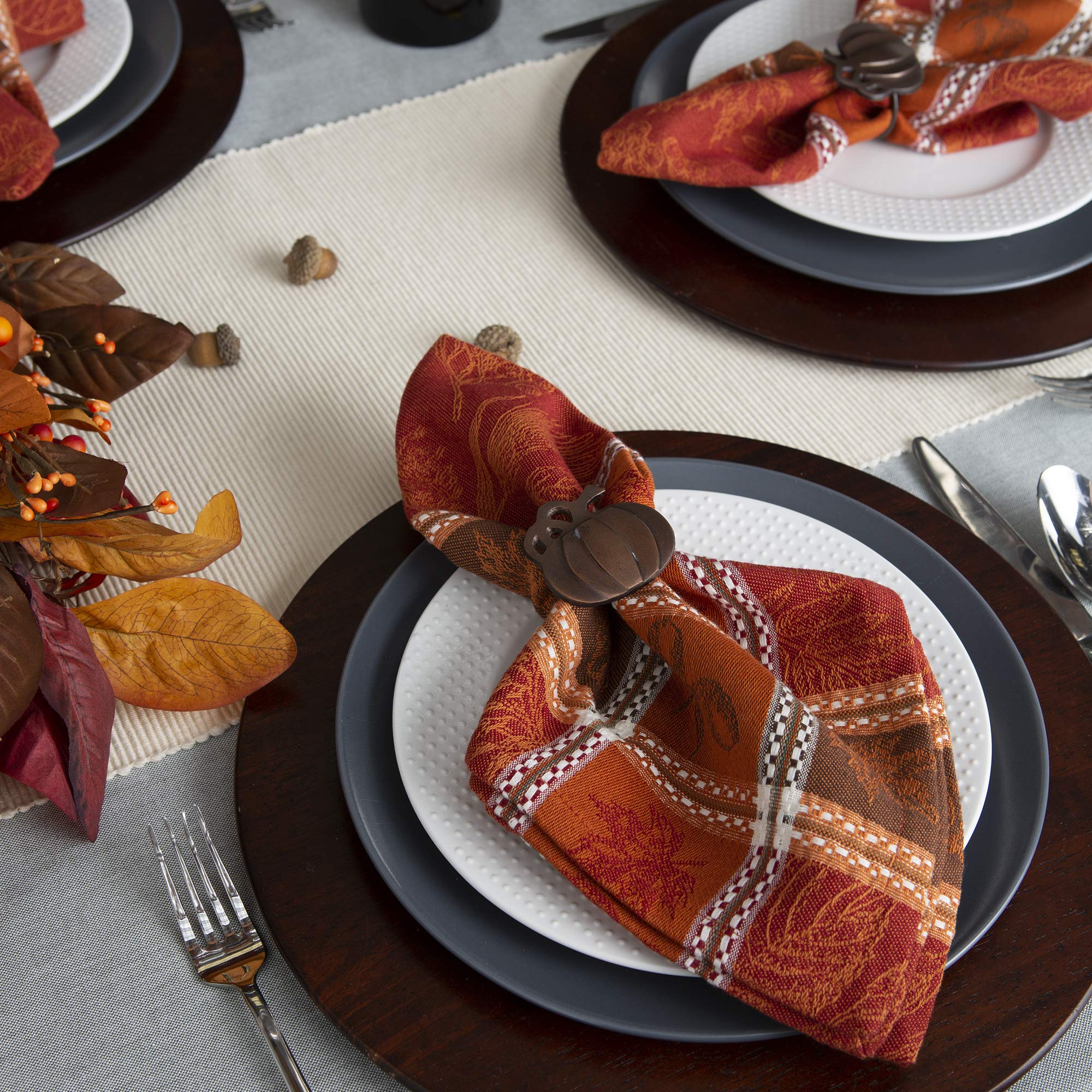 DII Traditional Harvest Wheat Jacquard Collection Thanksgiving Fall Table Décor Damask Cotton, Square Napkin Set, 20x20, Wine Red Botanical, 6 Piece - Image 7