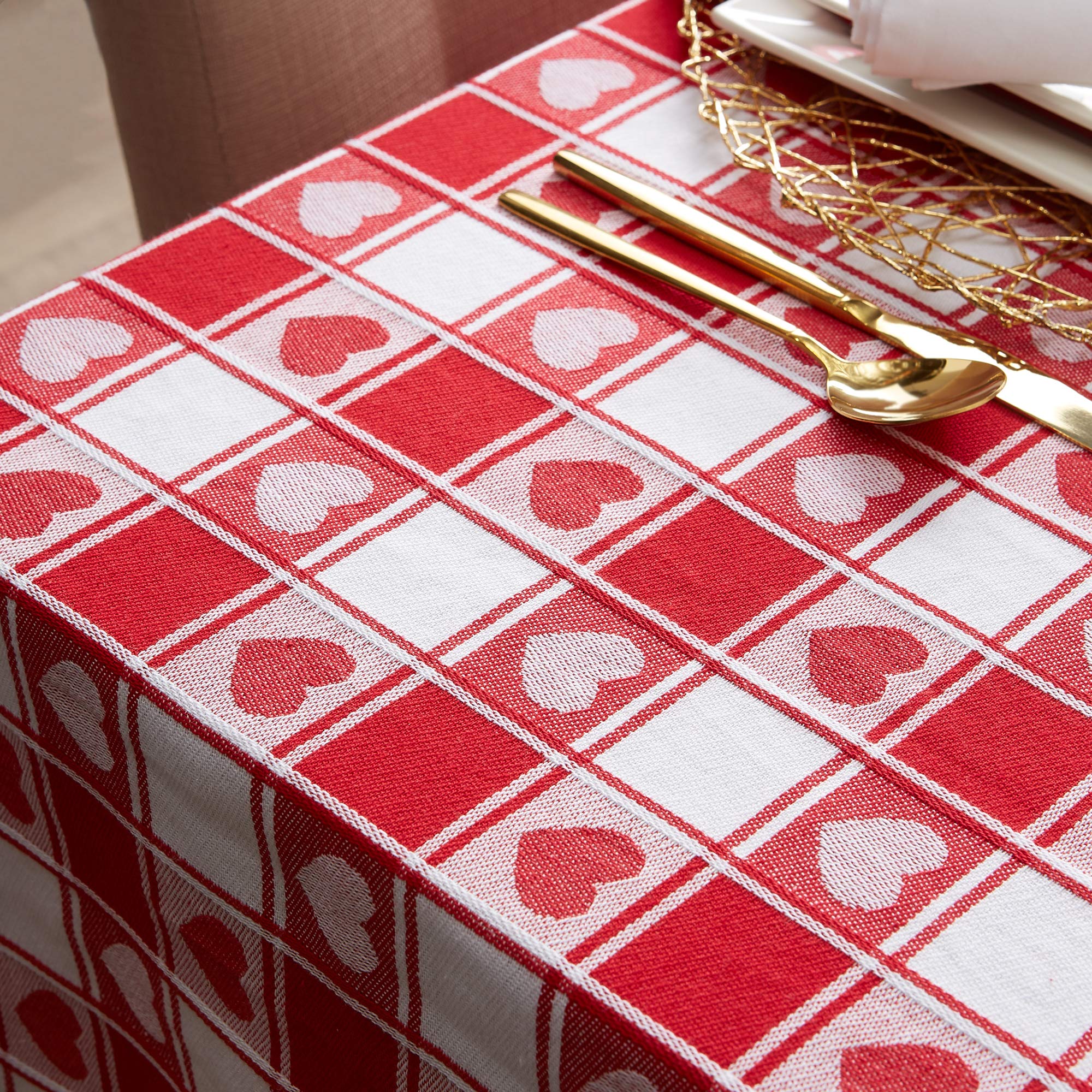 DII Valentine's Day Tablecloth Check Collection, Tablecloth, 60x84, Checkered Hearts - Image 6