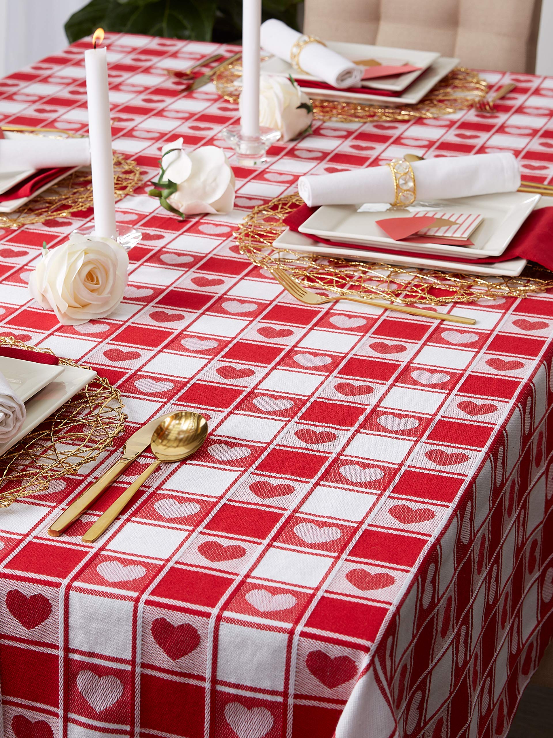 DII Valentine's Day Tablecloth Check Collection, Tablecloth, 60x84, Checkered Hearts - Image 7