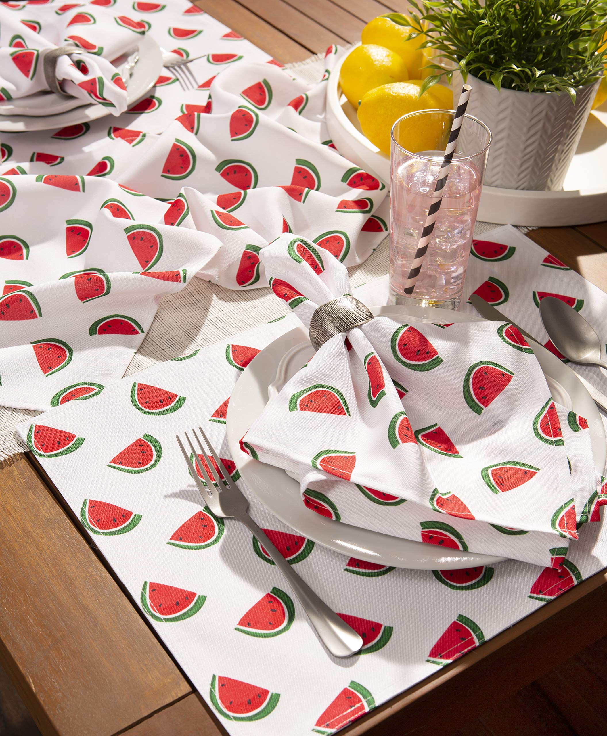 DII Watermelon Outdoor Tabletop Collection, Stain Resistant & Waterproof, Reversible Placemat Set, 13x19 - Image 4