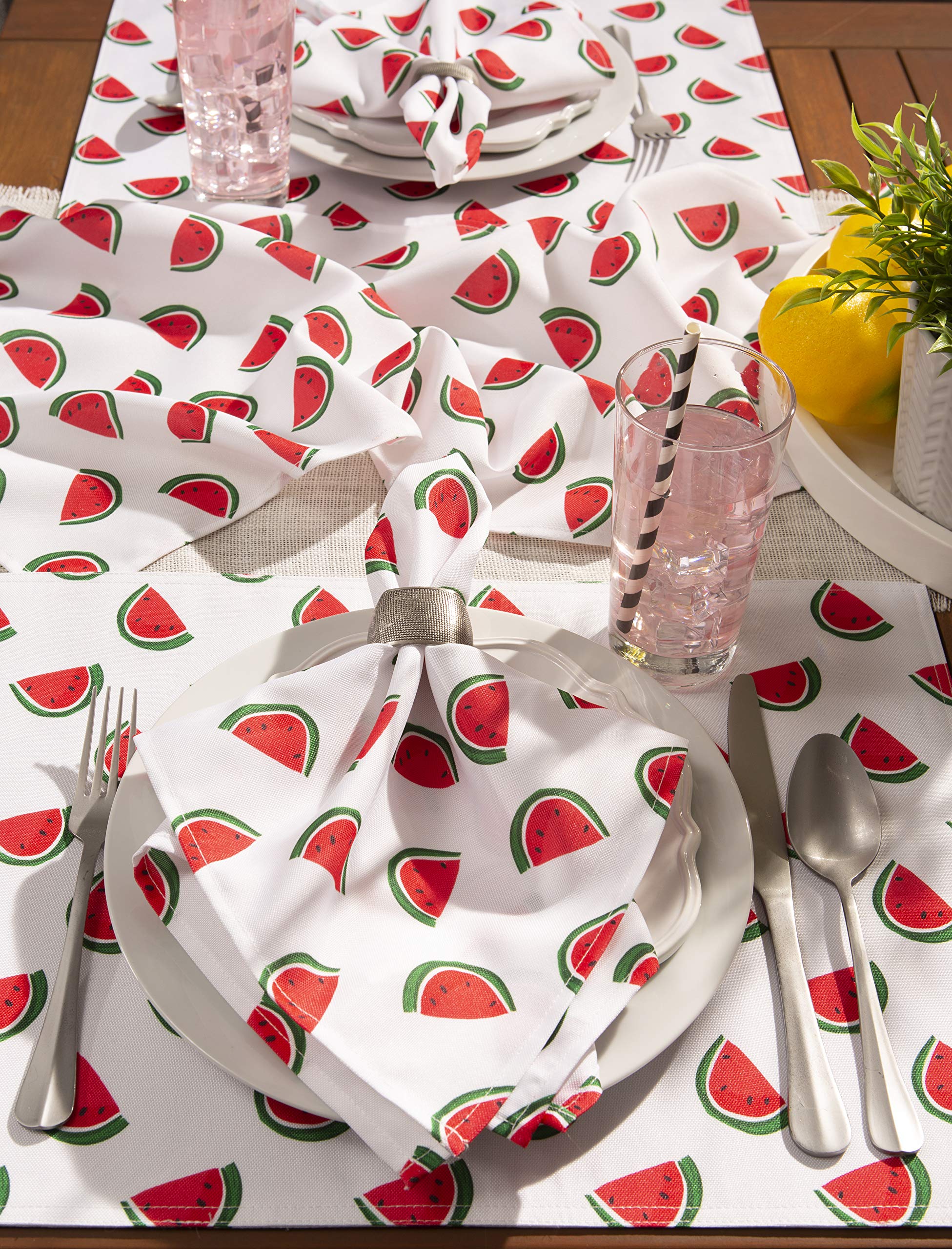 DII Watermelon Outdoor Tabletop Collection, Stain Resistant & Waterproof, Reversible Placemat Set, 13x19 - Image 5