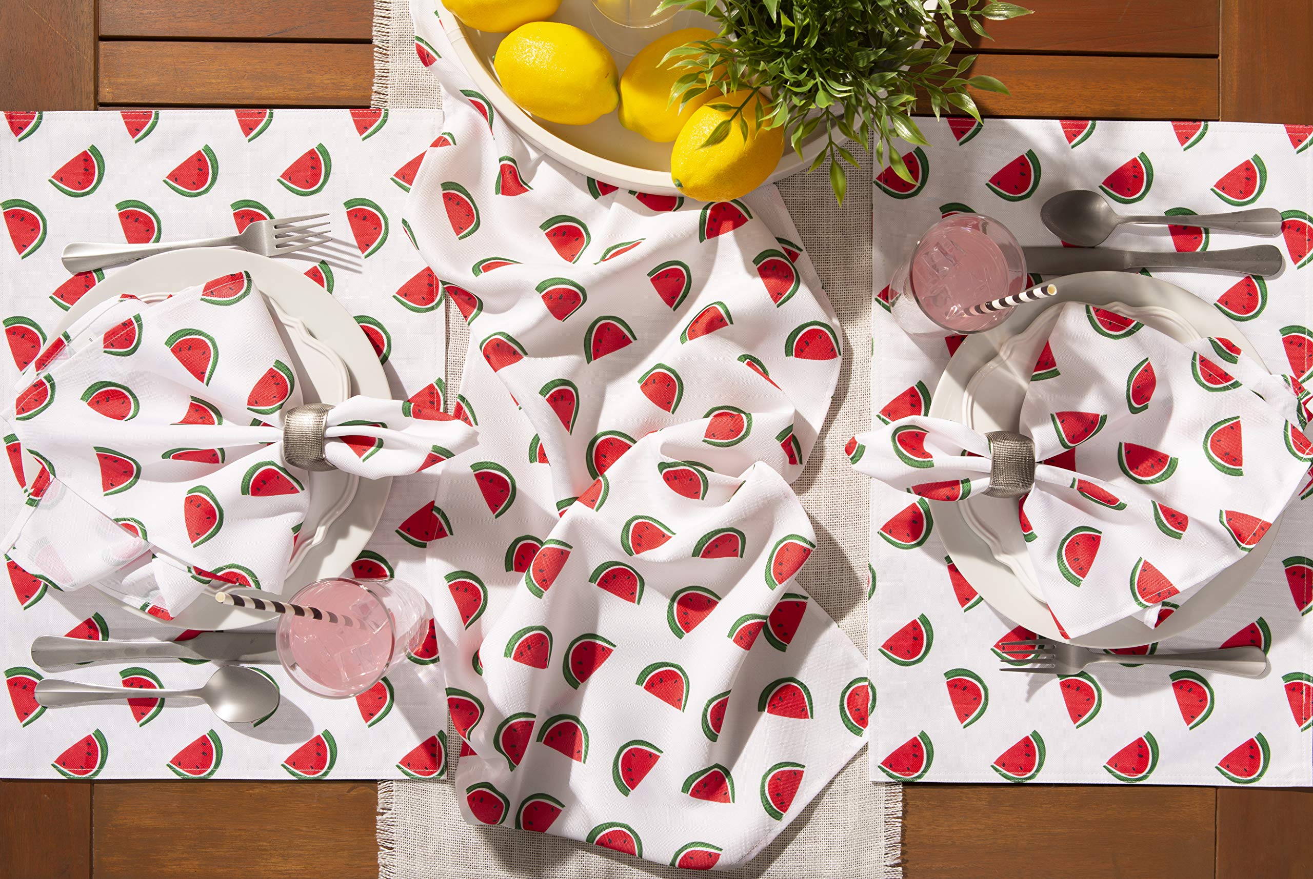 DII Watermelon Outdoor Tabletop Collection, Stain Resistant & Waterproof, Reversible Placemat Set, 13x19 - Image 6